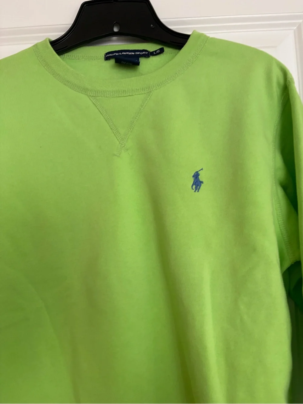 Ralph Lauren Crewneck Sweatshirt in Bright Lime Green with Blue Pony